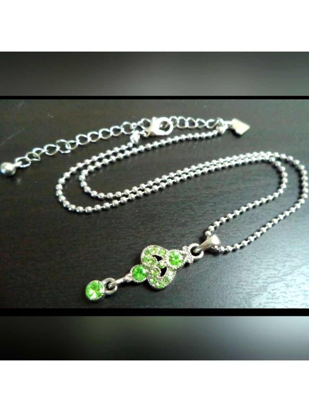 VINTAGE SIGNED COOKIE LEE GREEN RHINESTONE 18" NECKLACE